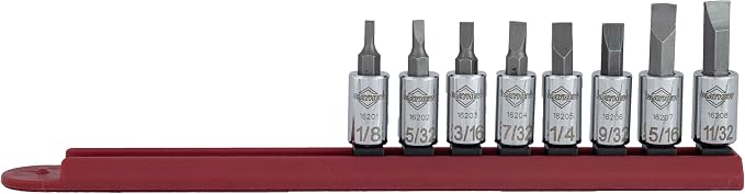 Mayhew Tools 16011 Slotted Socket Bit Set, Chrome Plated, 8-Piece
