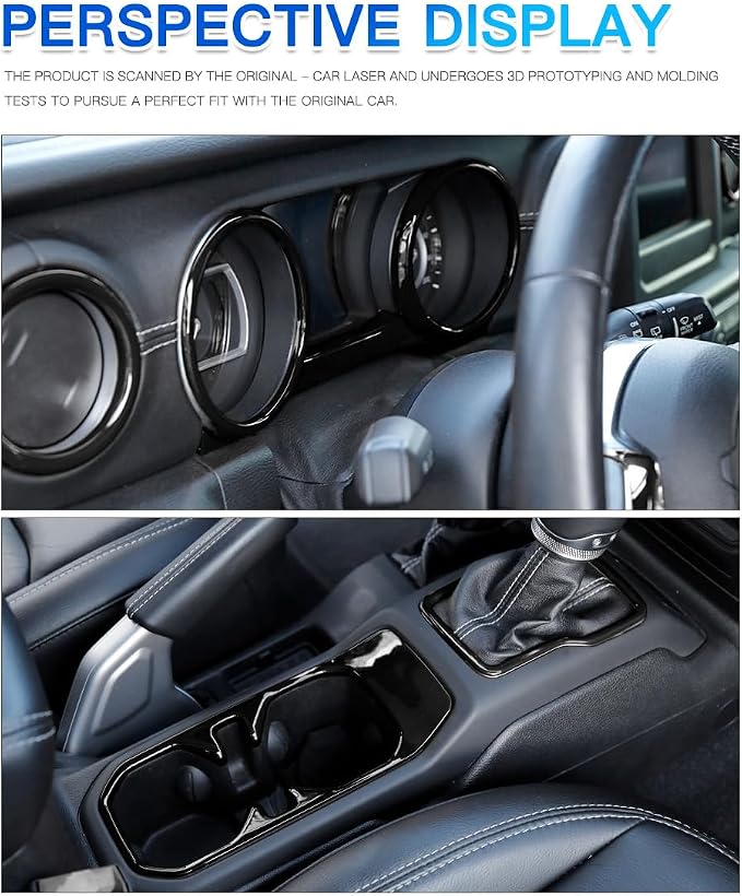 Barong for Jeep Wrangler JL JLU Gladiator JT 2018-2023 Interior Accessories Decoration Steering Wheel Gear Cup Holder Door Panel AC Air Vent Reading Light Cover 23PCS Full Set (Black)
