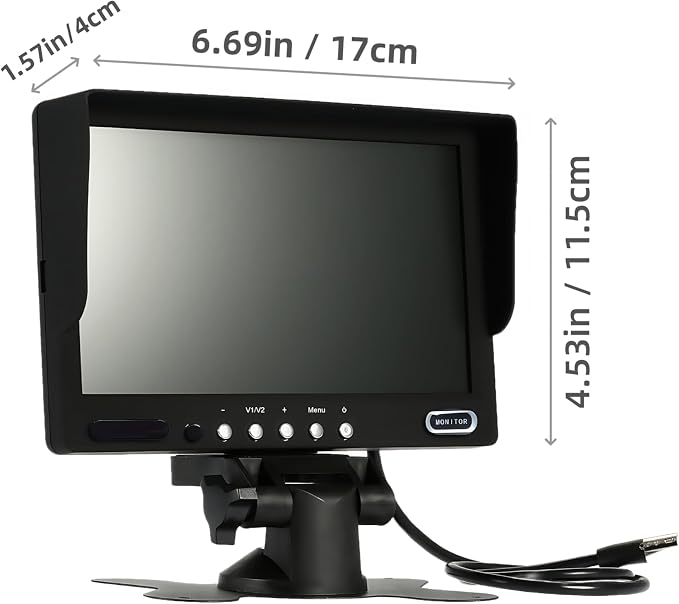 7" Heavy Duty AHD Backup Camera System with Monitor & 1080P IP69K Waterproof Camera, Night Vision, 155° View Angle for Truck/RV/Harvester/Excavator/Semi-Trailer/Heavy Equipment