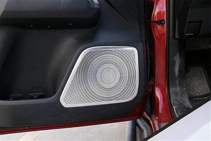 4Pcs Stainless Steel Silver Interior Car Door Speaker Horn Net Cover Decorative Trim Fit forToyot-a Tacoma 2016 2017 2018 2019 2020 2021 2022 Car Accessories