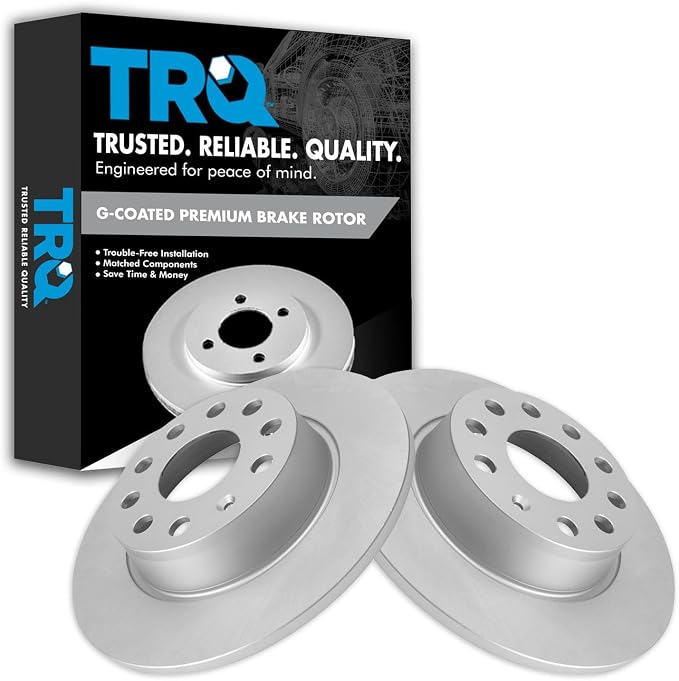 TRQ Rear Brake Rotor Set Compatible with 2010-2020 Audi 2009-2023 Volkswagen