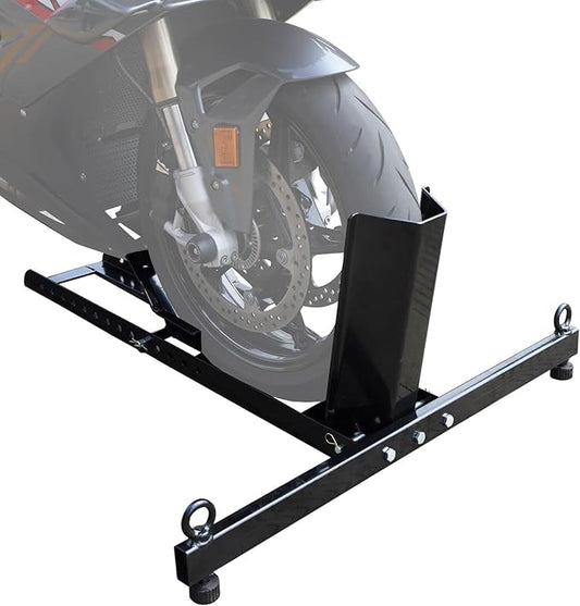 Big RED Motorcycle Trailer Wheel Chock: Adjustable Heavy-Duty Steel Motorcycle Stand Wheel Tire Chock for 16"-25" Off-Road and Standard Motorcycles, Upright 1800lbs Capacity