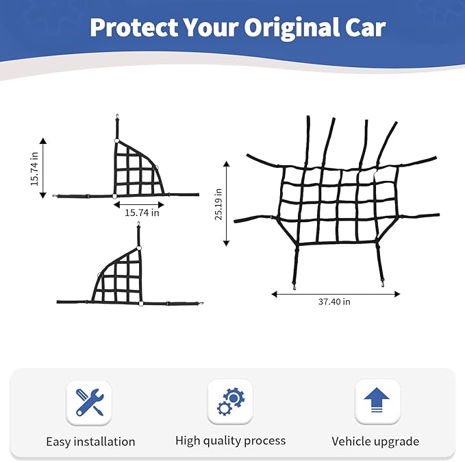 RT-TCZ for Jeep JKU Black Cargo Net Rear Restraint Net Trail System for Jeep Wrangler JKU 2007-2017 4 Door Black Accessories 3pcs