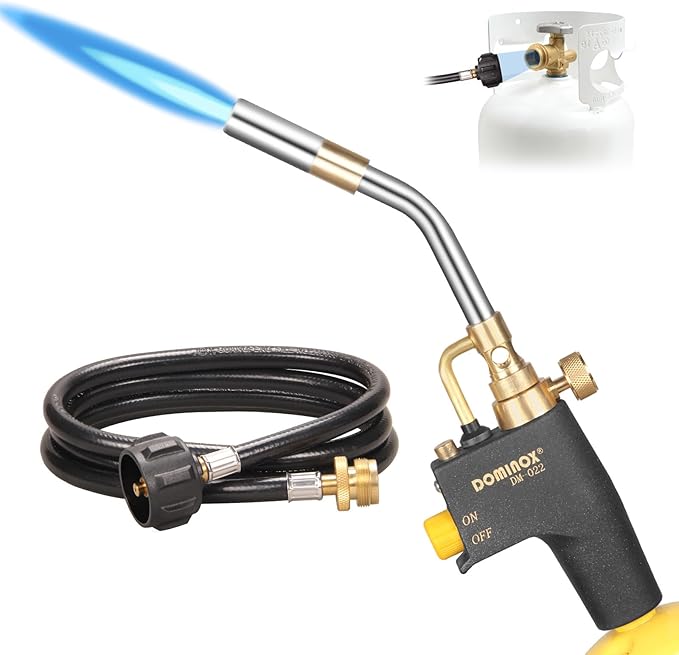 DOMINOX Propane Torch Head with 5FT Hose, High Intensity Trigger Start Gas Torch, Propane Torch Kit for Propane, Map and Mapp Gas, Soldering Torch Kit (Not Included Gas Tank)