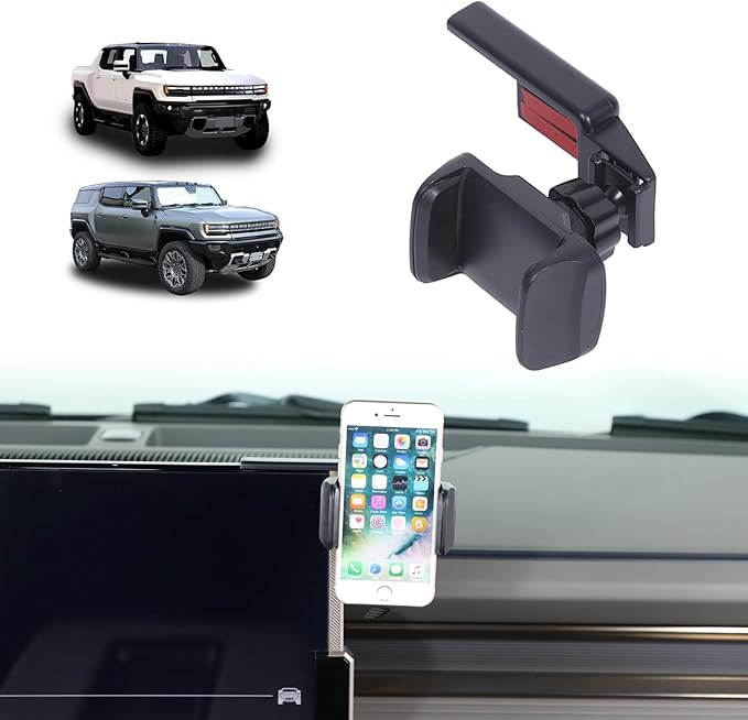 Car Phone Holder Mount for Hummer EV SUV Truck Accessories 2022-2024 2025+ Right Side of Navigation Screen Rotatable Fixed Mobile Phone Holder for Car Fit for iPhone Universally Smartphones (A)