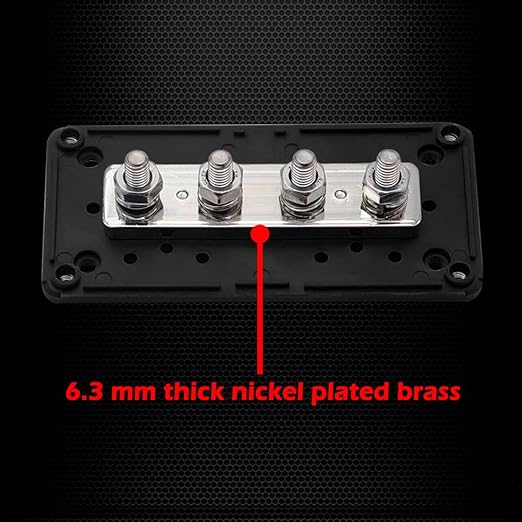 4 x M8 (5/16") Studs Power Distribution Block Bus Bar 12V, Ampper Waterproof HD 200A Marine BusBar Battery Distribution Block W/Cover for Auto Boat Solar (Black)