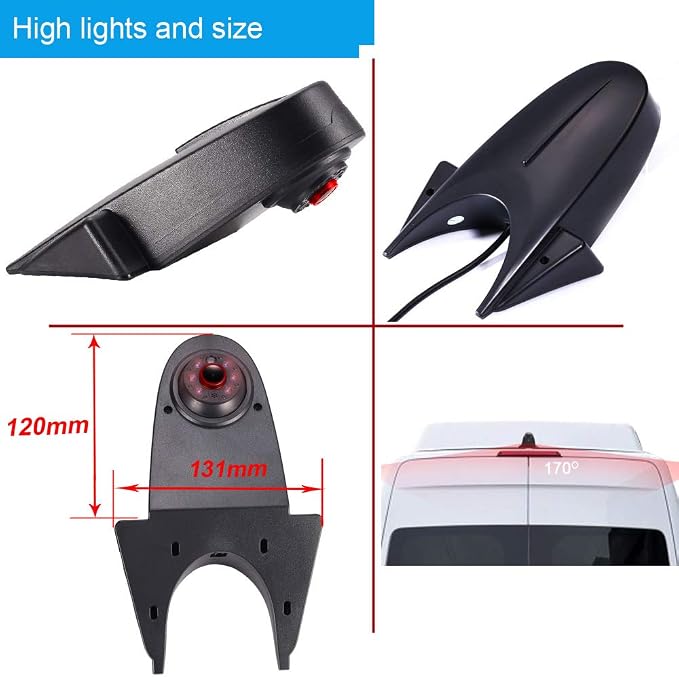 1280x720 Pixels 3rd Brake Light Reverse Camera Parking for sprinter vito viano Citroen Dacia Fiat Ford Hyundai Isuzu Iveco Mitsubishi Nissan Peugeot Seat skoda Toyota VW crafter T5+4.3"Reverse Screen