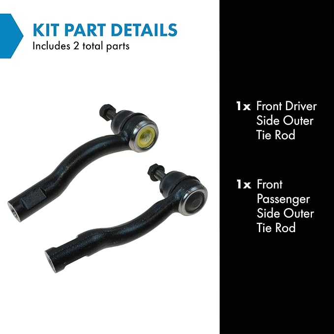 TRQ Outer Driver and Passenger Side Tie Rod Set 2 Piece Compatible with 2007-2012 Nissan Sentra