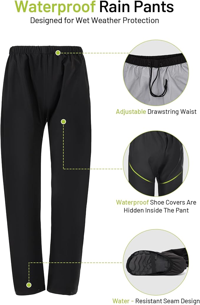 Oumurs Motorcycle Rain Suit For Men & Women Waterproof Motorcycle Rain Gear Fishing Riding Golf Working Bike Hunting Camping Rain Coat, Lightweight Nylon Reflective Rain Jacket Rain Pants