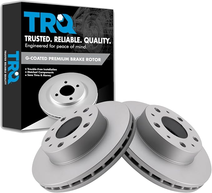 TRQ Front Brake Rotor Set G Coated Vented Compatible with 2014-2024 Ram ProMaster 1500, 2500, 3500