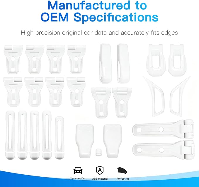 Barong for Jeep Wrangler JL JLU 2018-2025 Accessories Exterior Decoration Door Hinge Handle Engine Hood Hinge Hood Latch Wheel Eyebrow Side Air Outlet Rear Window Hinge Cover 26PCS Full Set (White)