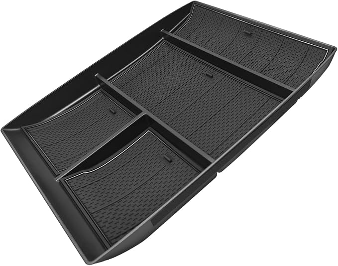 Muslogy Lower Center Console Organizer Compatible with 2024 2025 2026 GMC Acadia & Chevy Traverse Accessories Interior Storage Divider Bottom Insert Tray with Anti-Slip Mats