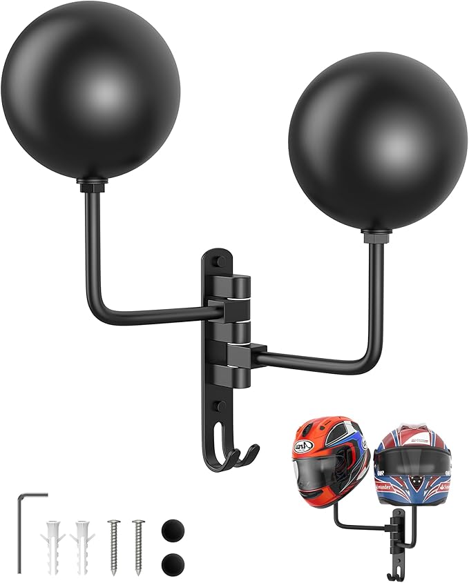 Helmet Hanger Wall Mount 180° Swivel Helmet Holder for Motorcycle Bike Racing Outerwear Sports Gear