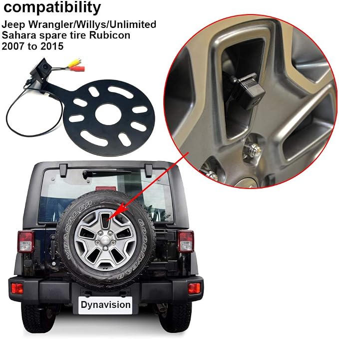 Reverse Camera Color Camera Parking Camera Night Vision and for reversing System Parking aid Waterproof & Shockproof for Jeep Wrangler/Willys/Unlimited Sahara Spare Tire Rubicon 2007-2015
