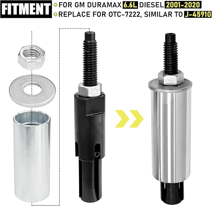 Fuel Injector Tube Remover Installer Tool for 2001-2020 GM Duramax 6.6L Diesel Engine, Similar to OTC-7222 Replaces J-45910 Injector Puller Extractor Kit