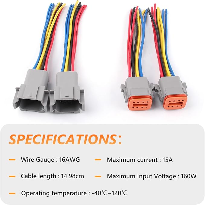 Newdeli Deutsch 8 Pin Connector Kit Waterproof Electrical Connector 16 AWG Male and Female Automotive Wire Connectors for Car Truck Boat, Dt Connector 2 Sets