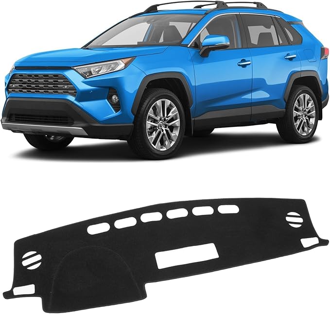 KUST Black Dash Cover Mat for Toyota RAV4 2013-2018 Left Hand Driving Non-Slip Center Console Dashboard Cover Interior for Toyota RAV4 Accessories Custom Fit Dash Mat Sunshade Windshield Glare