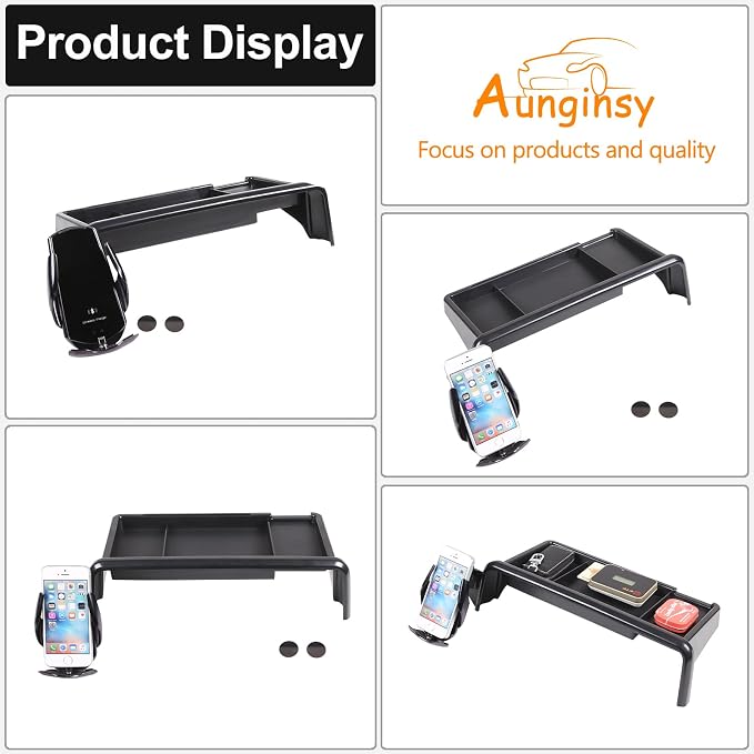 Aunginsy Center Console Dash Storage Tray with Mobile Phone Mount Compatible with Kia Telluride 2020-2022, Dashboard Multi-Functional Phone Holder Storage Box, Dash Organizer Tray Insert Accessories