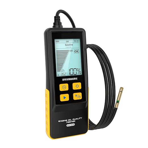 Engine Oil Tester AS503 Gasoline & Diesel Engine Oil Quality Tester Kit Professional Engine Oil Diagnostic Tool for Test Transmittance and Temperature with High-Precision,31.5 inch Flexible Probe