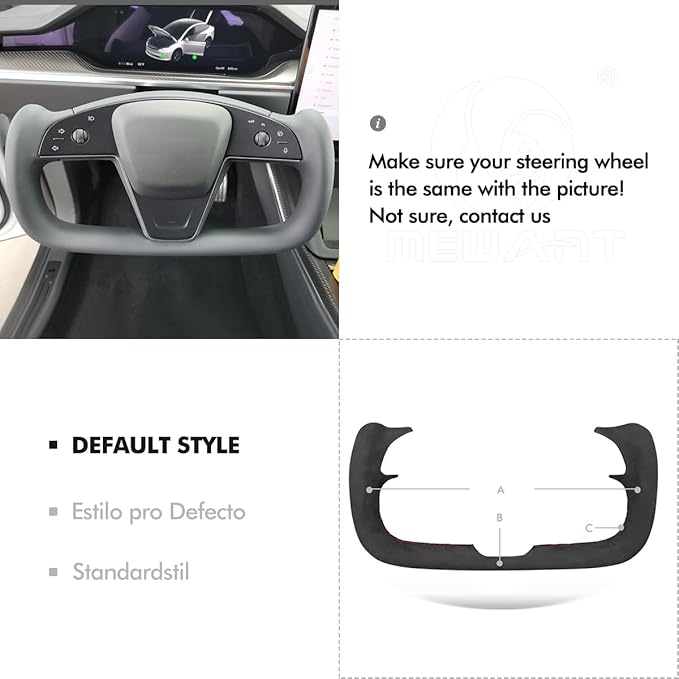 MEWANT Hand Sew on Black 9040 Athsuede Steering Wheel Cover for Tesla Model S Yoke 2021-2023 Model X 2021-2023