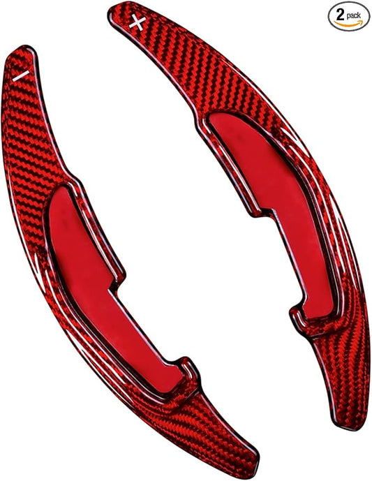 Real Glass Fiber Steering Wheel Paddle Shifter Compatible with BMW M2 M3 M4 M5 M6 X5M X6M, T-carbon Glossy Paddle Shifter Extension Cover Compatible with BMW M Series 2013-2018(Red)