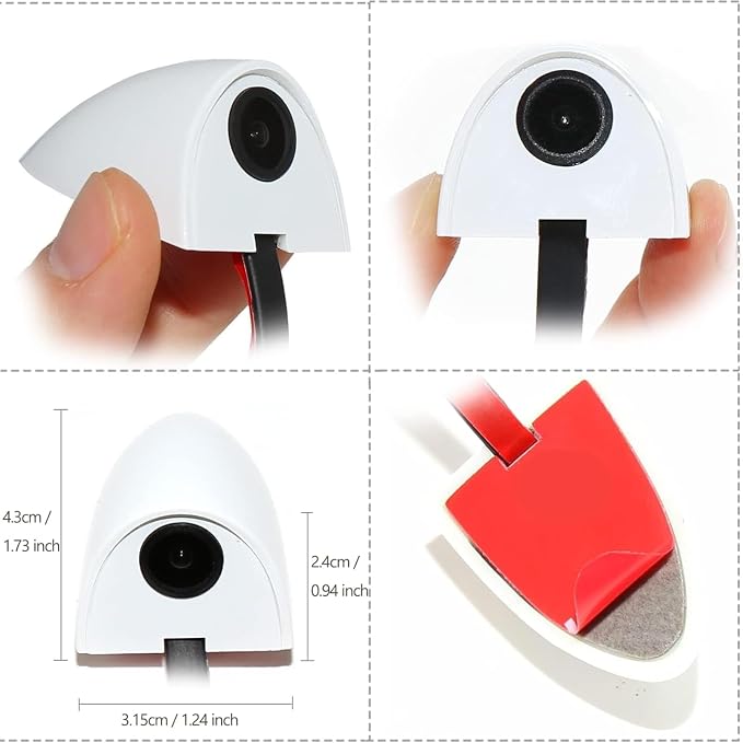 EWAY 2PCs Car Door Blind Spot Side View Camera, Self-Adhesive Screw-Free, Mini Style, Support Upside Down Flip Image, 92° Angle Blindspot Camera for Pickup Trucks SUVs Vans RVs Trailers - White