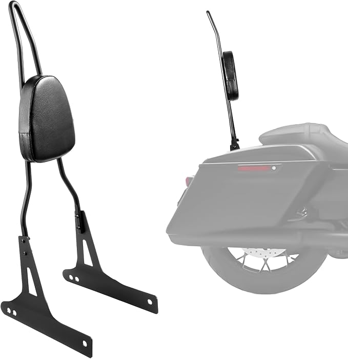 VEVOR Motorcycle Backrest Sissy Bar, Compatible With Harley-Davidson Dyna Street Glide Road Glide Road King, 29 inch Height Detachable Passenger Backrest, For Motorcycles, Black