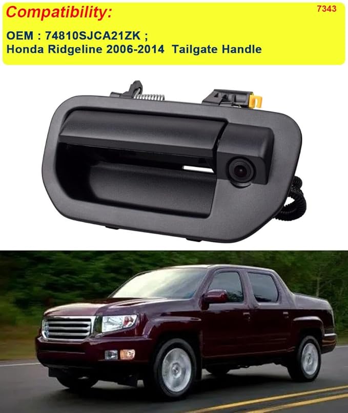 generic IP67 Waterproof Car Backup Camera Tailgate Handle Rear View Camera Replacement for Honda Ridgeline DX RT RTL RTS 2006-2014 OEM : 74810SJCA21ZK