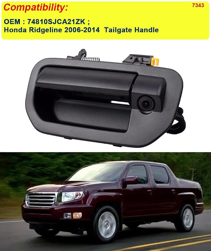 generic IP67 Waterproof Car Backup Camera Tailgate Handle Rear View Camera Replacement for Honda Ridgeline DX RT RTL RTS 2006-2014 OEM : 74810SJCA21ZK