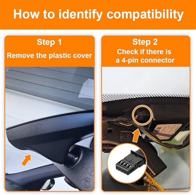 Dash Camera Power Adapter (4-Pin) for BMW E Chassis 2004-2010, 4-pin Connector, LED Display USB Power Source, Easy to Install, 5V 12V Output (D3-046)