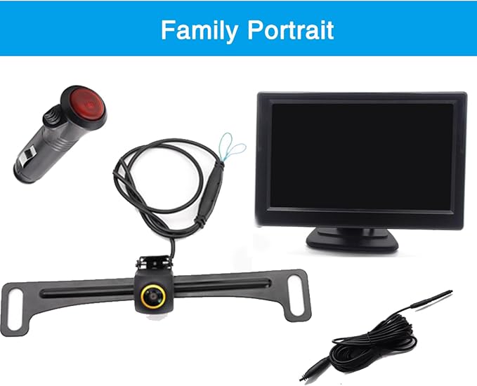 Wired Backup Camera for Truck 5 '' AHD 1080P Front Rear View Monitor KIT 2K IP67 Waterproof Night Vision Reverse Camera for CAR, License Plate Back UP Reverse Camera for 12V Cars Sedan Truck Van SUV
