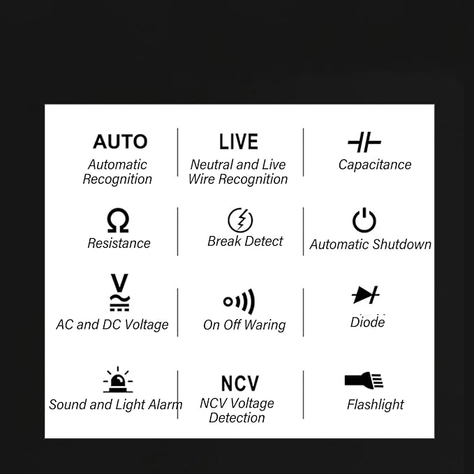 Digital Multimeter - Diode Test & Capacitance Meter, AC/DC Voltage, Continuity Test, Rechargeable Voltmeter with 2 Probes