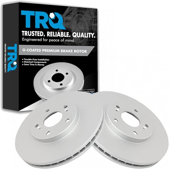 TRQ Front Brake Rotor Set G Coated Vented Compatible with 2001-2003 Acura CL 2001-2006 MDX 1999-2008 TL 2004-2014 TSX 2003-2012 Honda Accord 1999-2004 Odyssey 2003-2008 Pilot