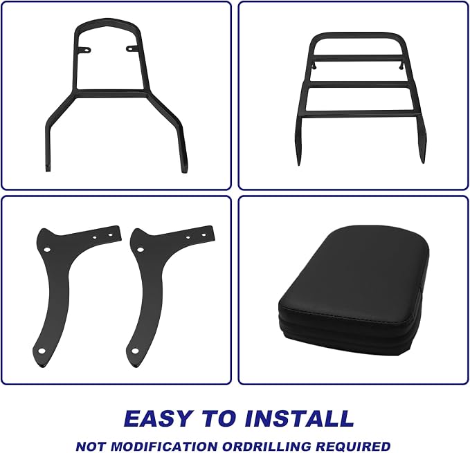 Motorcycle Sissy Bar & Passenger Sissy Bar Backrest with Luggage Carrier Rack for Yamaha VStar Dragstar 1100 XVS1100 DS1100 (Black)