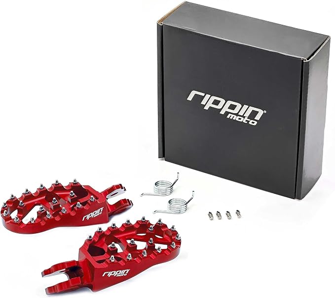 Rippin Moto Race Spec Foot Pegs for Surron LBX, E-Ride PRO, Talaria Sting MX3/MX4/XXX and Altis Sigma – 7075 CNC Aluminuim, Anti-Slip Grip – Designed for Off-Road Durability & Performance (Red)
