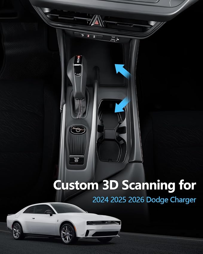 SKTU 2PCS for 2024 2025 2026 Dodge Charger Cup Holder for 2024 2025 2026 Dodge Charger Daytona Central Control Cup Holder Console Mat Dodge Charger 2024 2025 2026 Accessories Console Non-Slip Pad