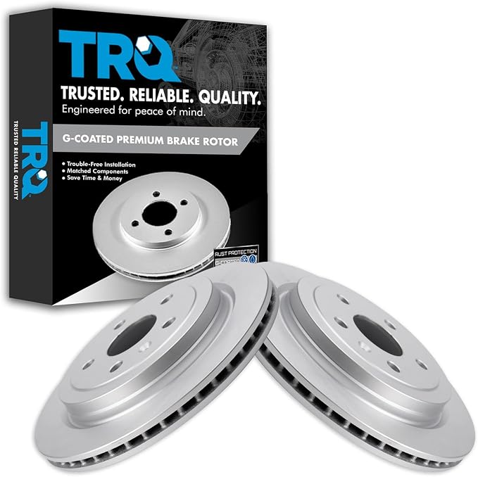 TRQ Rear Brake Rotor Set G Coated Vented Compatible with 2008-2019 Cadillac CTS 2010-2015 Chevrolet Camaro