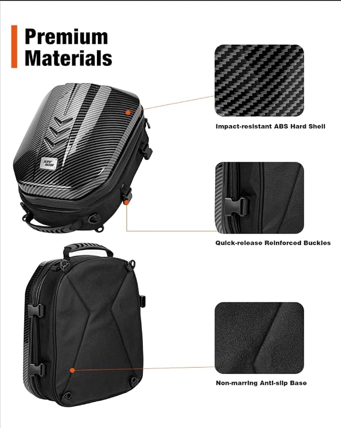 Grapelet Motorcycle Tail Bag Backpack Waterproof ABS Hard Shell Motorbike Luggage Bags Helmet Bags with Expandable Storage 24L-35L