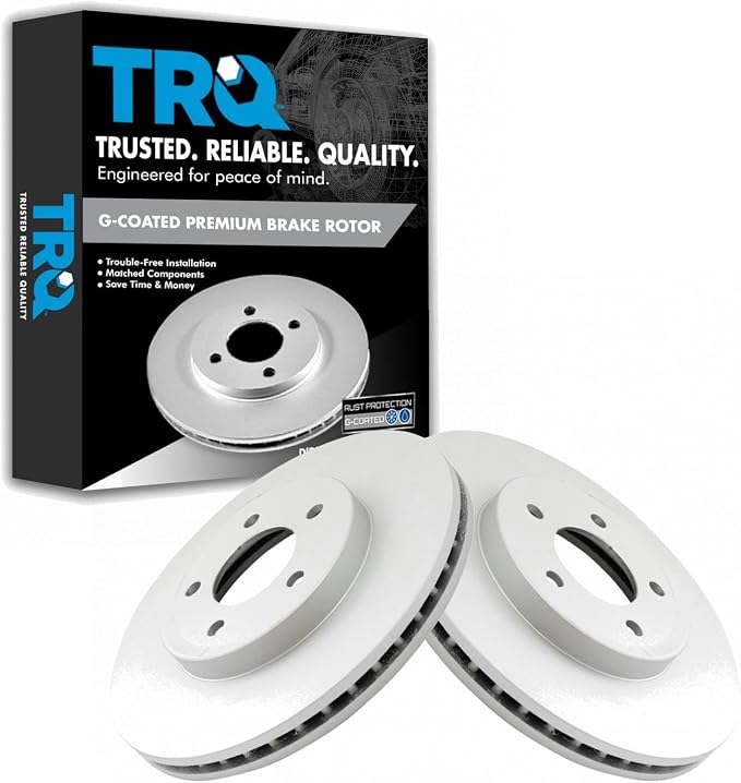 TRQ Front Brake Rotor Set G Coated Vented Compatible with 2005-2012 Ford Escape 2005-2011 Mazda Tribute 2005-2011 Mercury Mariner