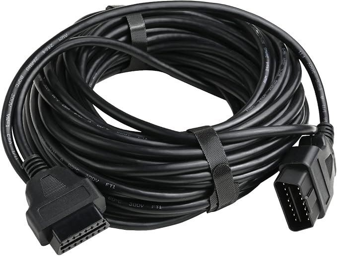 iKKEGOL 50 Feet / 15 Meter OBD2 OBDII Full 16 Pin Car Male to Female Extension Cable Diagnostic Extender Low Profile OBD Cord Adapter for OBD Scan Tool Compatible for All OBD2 Vehicles