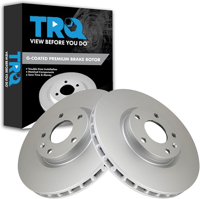 TRQ Front Brake Rotor Set G Coated Vented Compatible with 2014-2019 Chevrolet Corvette