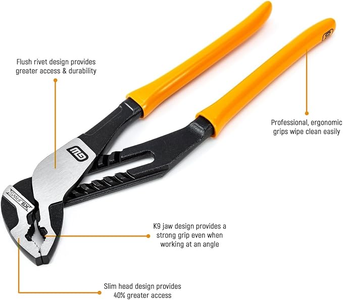 GEARWRENCH 12 Inch V-Jaw Dipped Handle Tongue and Groove Plier - 82173