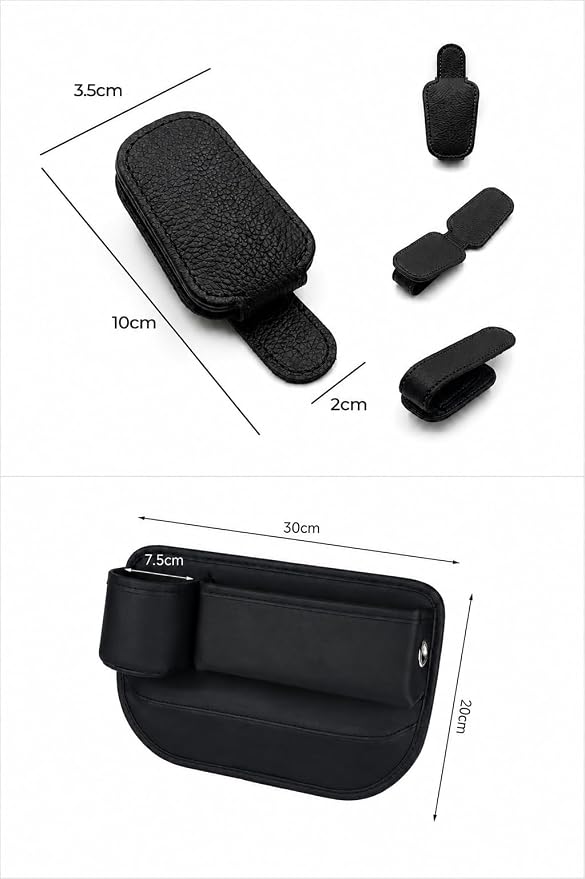 Alymarr Leather Car Seat Gap Filler, Center Console Organizer Multifunctional Auto Console Side Storage Box with Cup Holders,Car Accessories,Magnetic Leather Sunglasses Holder,Phone Key Storage