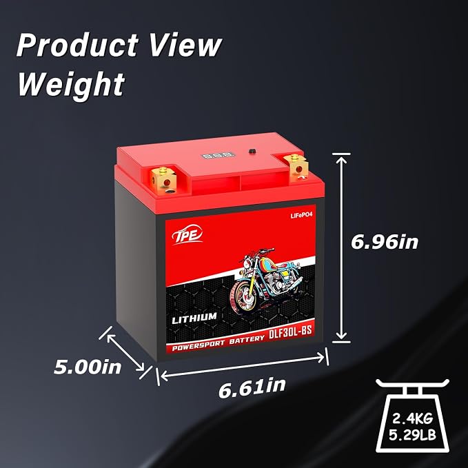 TPE YTX30L-BS Lithium Powersports Battery 12V 14AH 720A Lithium Motorcycle LiFePO4 Battery DLF30L-BS