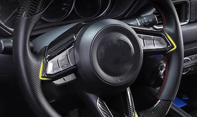 Car Accessories Fit for Mazda CX-5 CX5 2017-2023 for CX9 2016-2023 ABS Interior Steering Wheel Trim (Carbon Fiber) 1PC Set