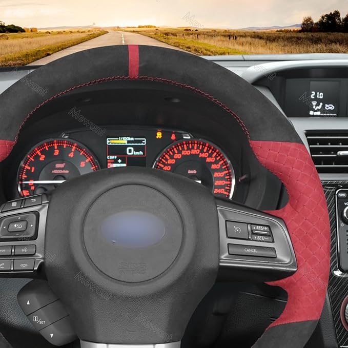 MEWANT Hand Sewing Breathable Car Steering Wheel Cover for Subaru WRX 2015-2021 / WRX STI 2015-2021 Steering Wheels Accessories for Subaru WRX (STI)