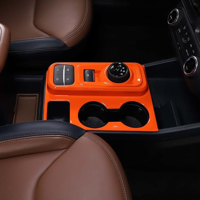 Lcojicep 7PCS Full Set Interior Trim Kit Compatible with Ford Maverick 2022-2024 Central Control air Conditioner Switch Panel Gear Panel air Conditioner Outlet Cover Decoration (Orange)