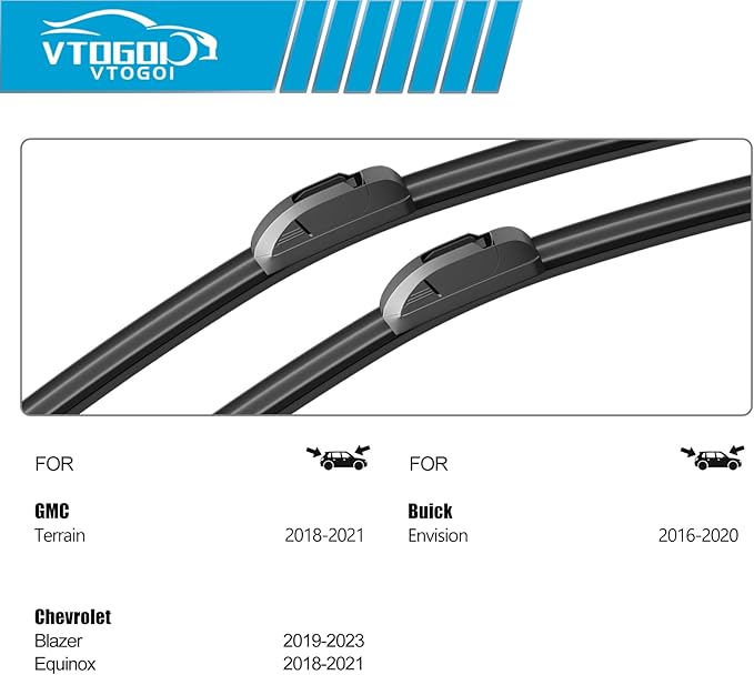 OEM Windshield Wiper Blades Replacement for GMC Terrain 2018-2021 Buick Envision 16-20 Chevy Blazer 2019-2025, All Weather Original Factory Quality Front & Rear Wipers Set 24"+18"+12" (Pack of 3)