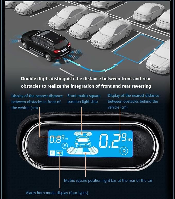 Dual Core Parking 6 Sensors Rear Front View LCD Display Reverse Backup Radar New Adjustment Car LCD Dual-Display Dual-Core 6 Probe Reversing Backup Radar Dual Core Parking