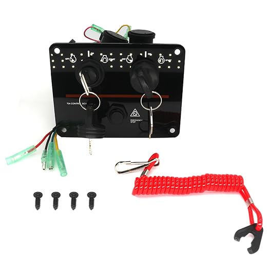 6K1-82570 Dual Engine Key Switch Panel Assembly for Yamaha Outboard Marine | Replaces 6K1-82570-13-00 6K1-82570-08-00 6K1-82570-13 6K18257013 Fits Yamaha Outboard Double Vertical Control Motors